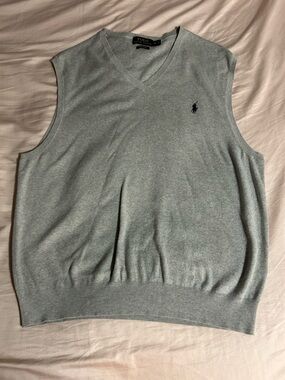 Ralph Lauren Light Gray V-Neck Pima Cotton Sweater Size XL